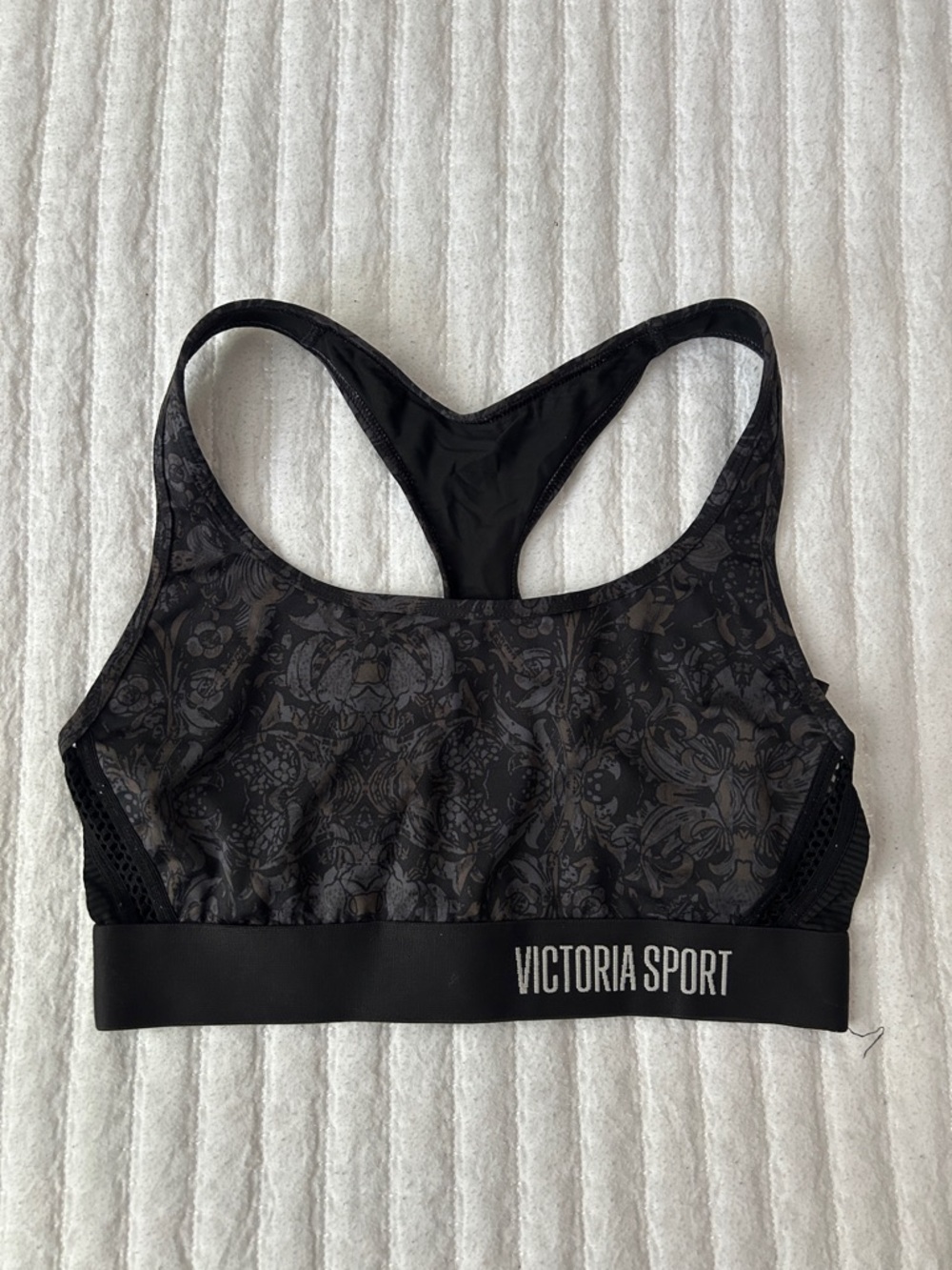 Victoria's Secret Black Patterned Racerback Sports Bra